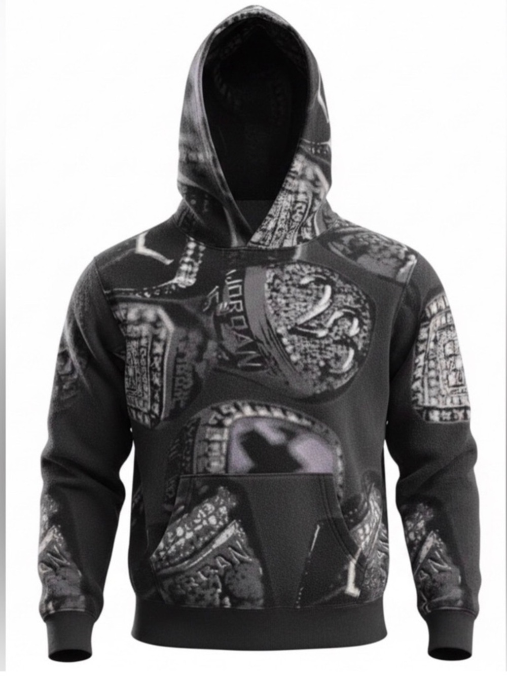 Jordan Black Allover Ring Graphic Hoodie